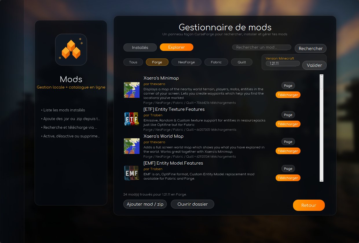 Gestionnaire de mods Modrinth intégré à MajestyLauncher
