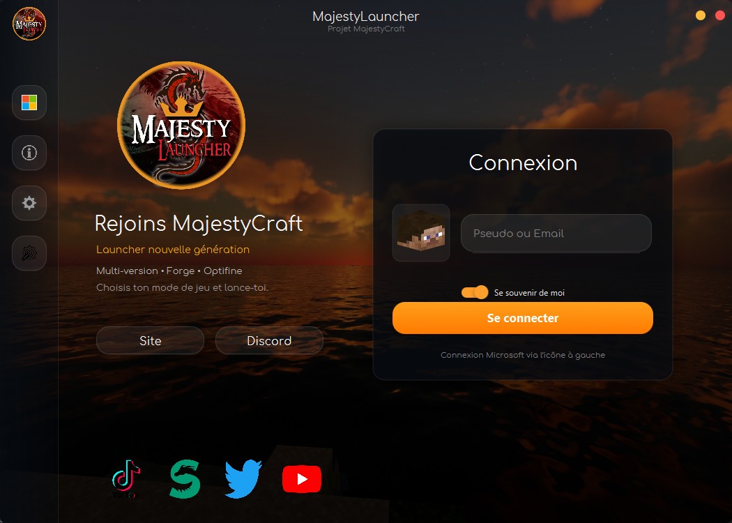 Page d'accueil du launcher