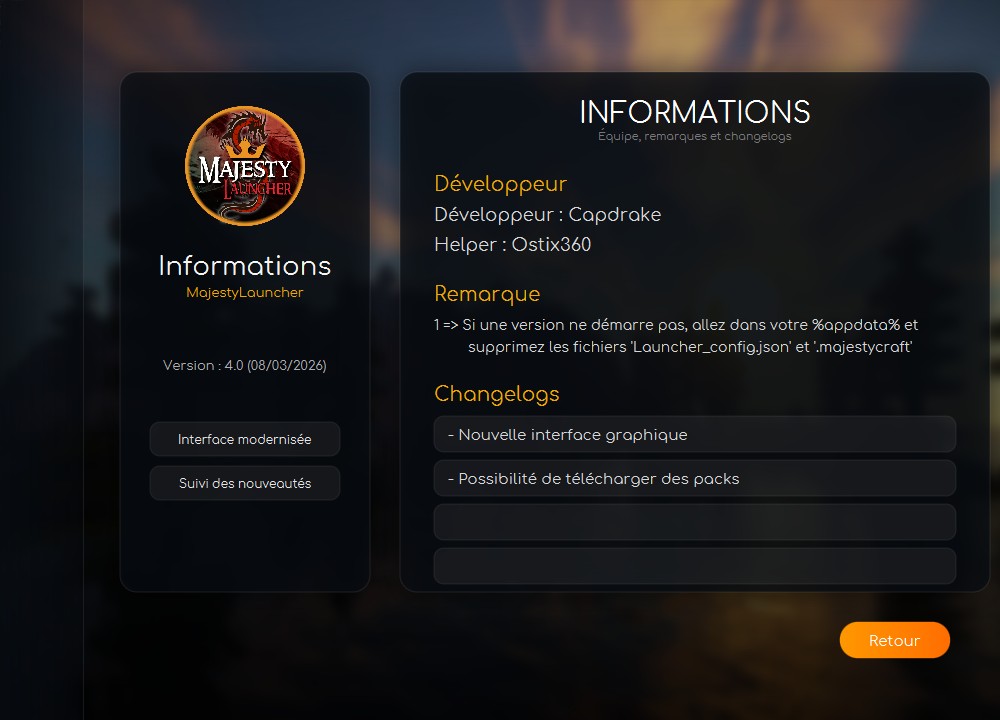 Informations du launcher